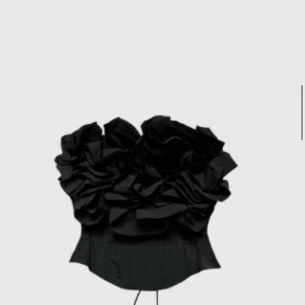 Black Ruffled Strapless Top